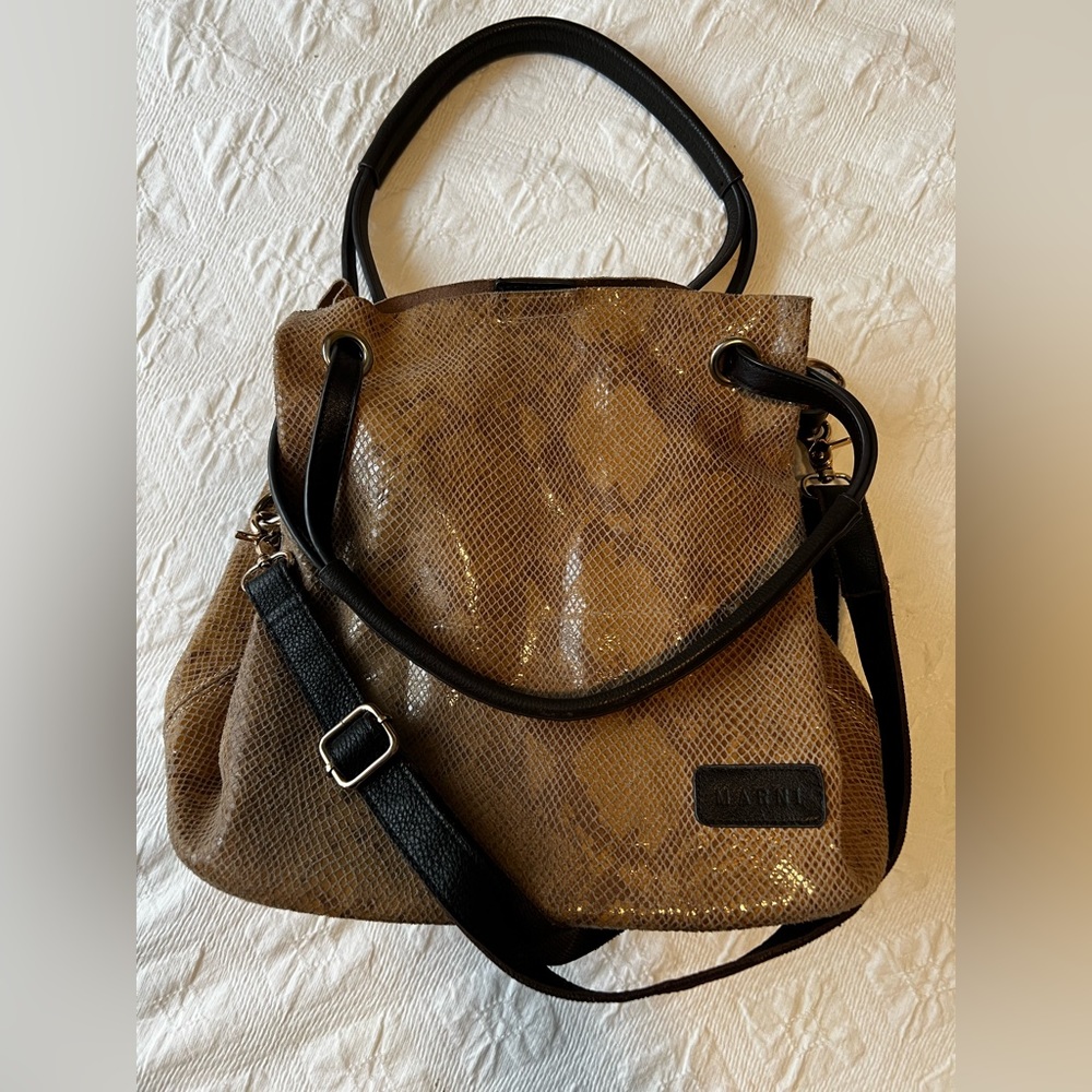 MARNI Brown Shimmer Faux Python Print
Satchel/Crossbody Boho Purse
